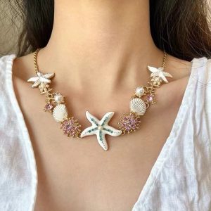 Beach Shell Starfish Coral Necklace & Bracelet & Earrings