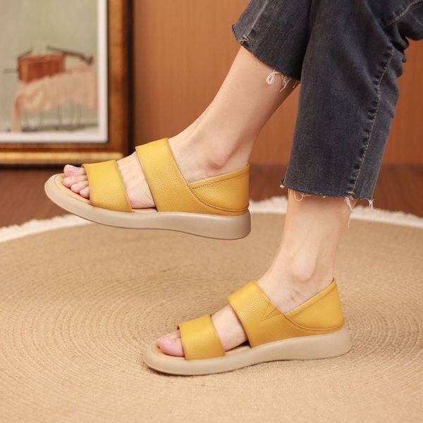 Thick Sole Women'S Stylish Genuine Leather Sandals