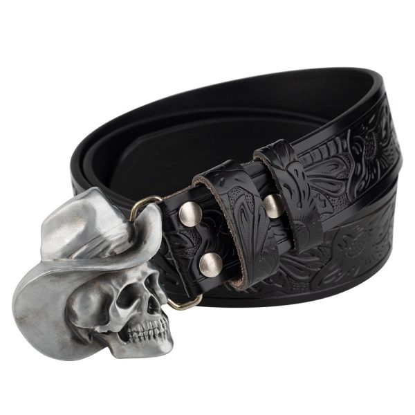 Hat Skull Alloy Belt Buckle Flower