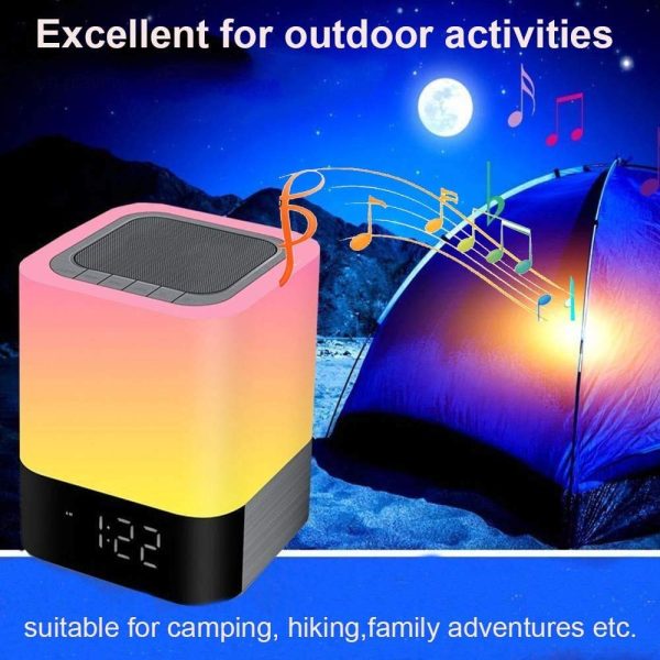 Portable Colorful Alarm Clock Bluetooth Speaker Touch Screen Led Light