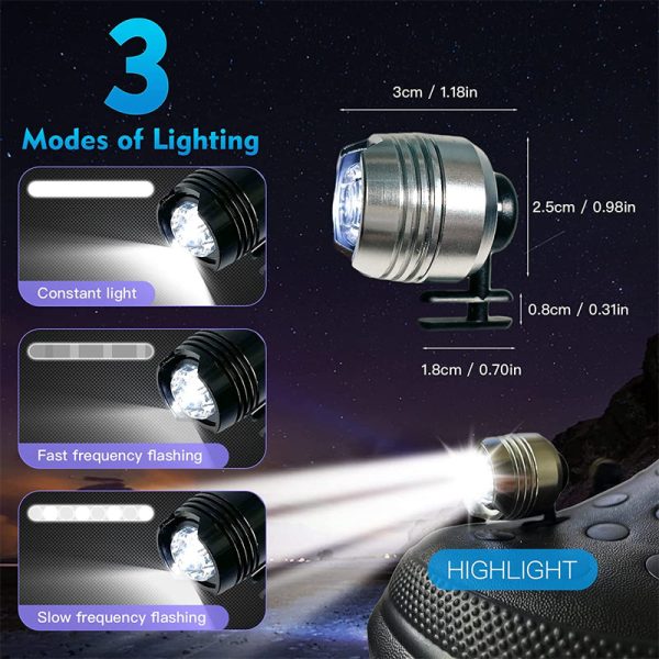 Ipx5 Waterproof Led Headlights For Crocs Light 3 Modes