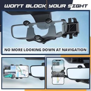 Rearview Mirror Phone Holder Rotatable And Retractable Car Phone Holder