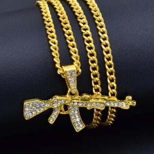 Rhinestone Army Style Male Pendant Necklace