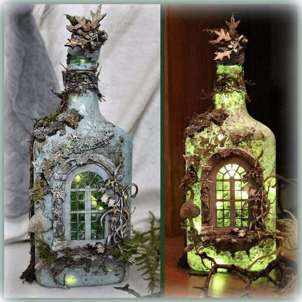 Altered Art Bottle Mystical Forest Stories