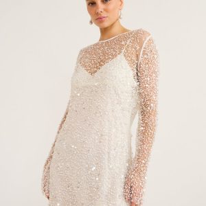 Marzia CrystalEmbellished Gauze Mini Dress