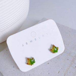 Green Maple Leaf Earrings