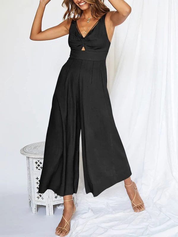 V Neck Cutout HighWaist Jumpsuits