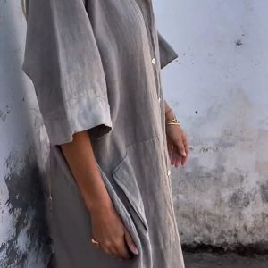 Shirt Style Casual Long Dress 