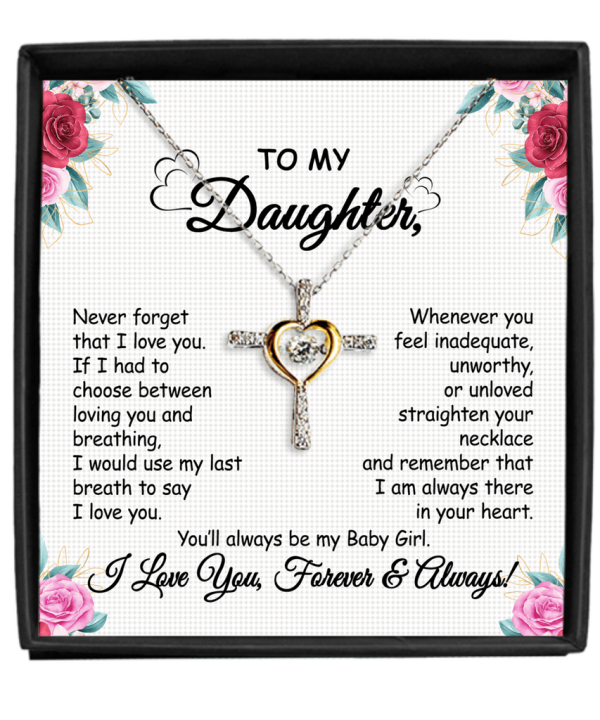 Gift To My Baby Girl Daughter Cross Dancing Necklace