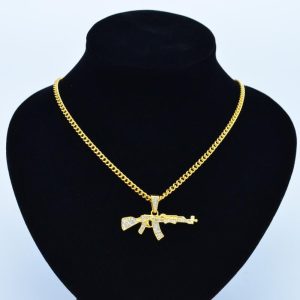 Rhinestone Army Style Male Pendant Necklace