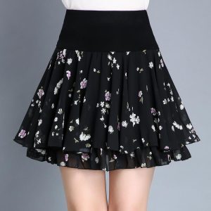 Pleated Sarongchiffon Floral Skirt