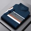 Men'S HighEnd Casual Comfortable ShortSleeved TShirt Men'S Wide Striped Fashion Polo Shirt