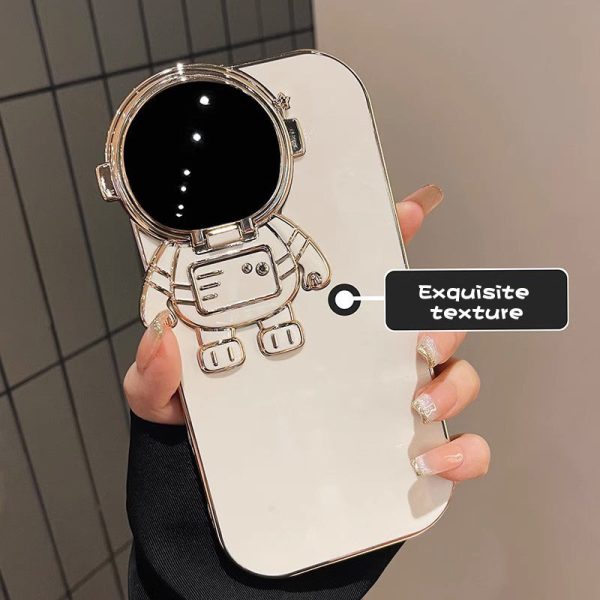 Luxury Plating Cartoon Astronaut Phone Case For 'Iphone 15 14 13 12 Pro Max Flip Camera Lens Holder Mobile Protective Cover