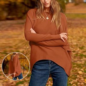 Women'S Irregular Oversized Dolman Sleeve Knitted Pullover