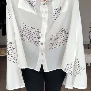 Letter Print Fashion Lapel Shirt 