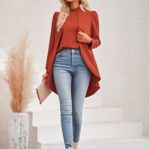 Women'S Casual Turtleneck Two Piece Shirt 