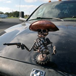 Cast Cowboy Skull Gunslinger Hood Ornament Sculpture