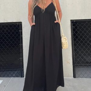 VNeck Effortless Wide Leg Jumpsuit