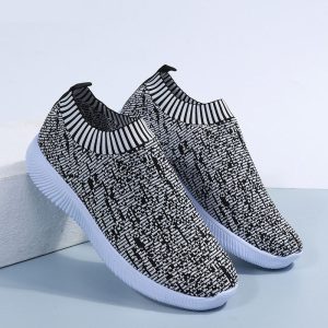 Stripe Knit Sock Shoes Flats Sneakers