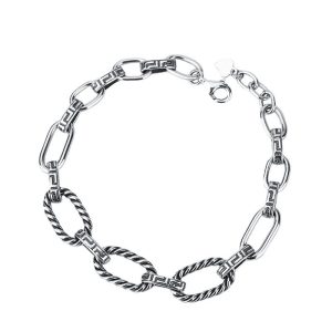 S925 Silver Bracelet Classic Great Wall Print Punk Style