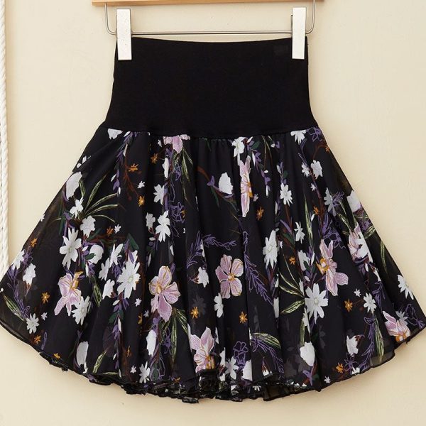 Pleated Sarongchiffon Floral Skirt