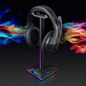 Rgb Headphone Stand Ambient Light Emitting Dual Usb