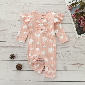 Printed Snowflake Pit Strip Long Sleeve Flying Jumpsuit