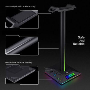 Rgb Headphone Stand Ambient Light Emitting Dual Usb