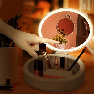 Led Makeup Mirror With Light Storage Box