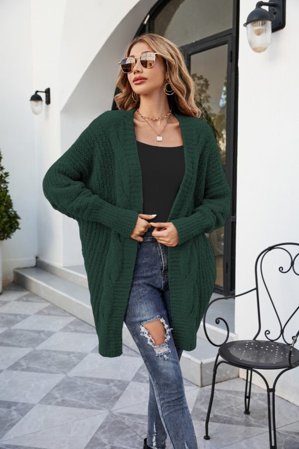 V-Neck Twist Knitted Cardigan Women Loose