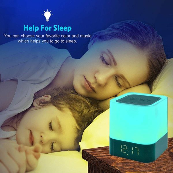 Portable Colorful Alarm Clock Bluetooth Speaker Touch Screen Led Light