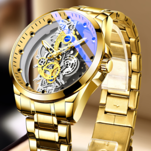 Skeleton Hollow Automatic Quartz Watch Gold