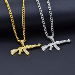 Rhinestone Army Style Male Pendant Necklace