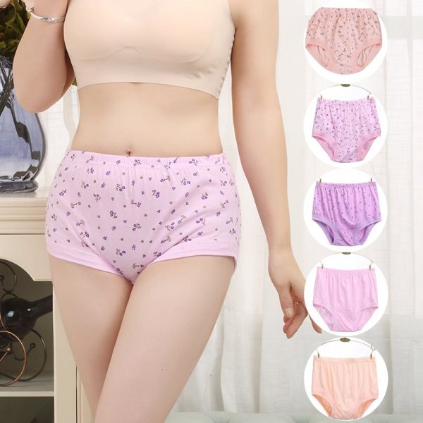 HighWaist Ladies Cotton Panties Plus Sizes5Pcs $24.98