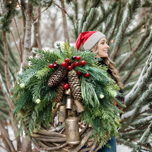 Farmhouse Christmas Wreath, Boho Wreath, Holiday Wreath