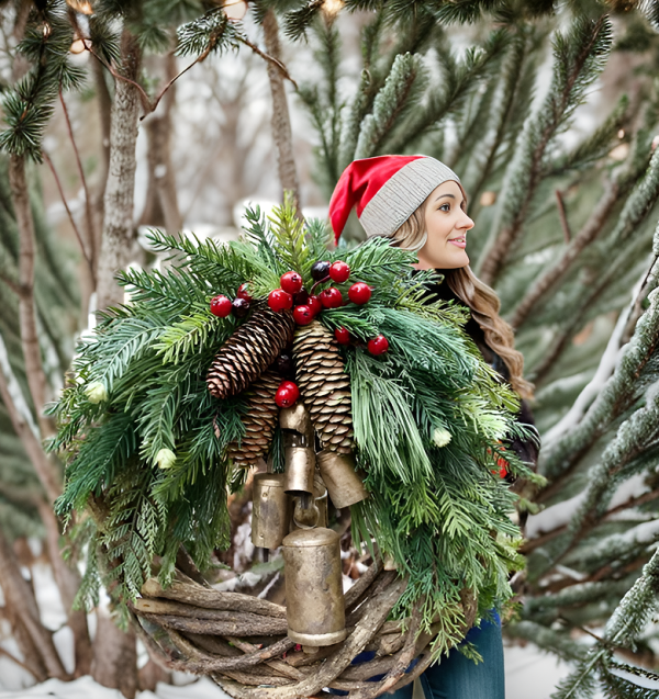 Farmhouse Christmas Wreath, Boho Wreath, Holiday Wreath