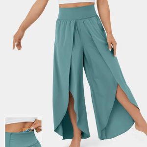 High Waisted Split Wide Leg Quick Dry Casual Pants