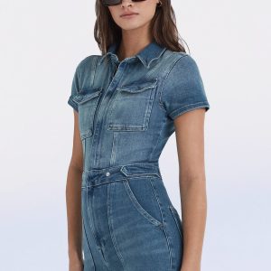 Skinny Bootcut Denim Jumpsuit