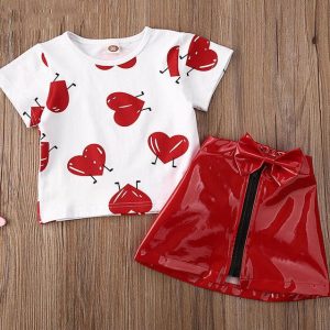 Girl Clothes Set Kids Baby Infant Summer Clothing Cute T-Shirt - Skirt Set