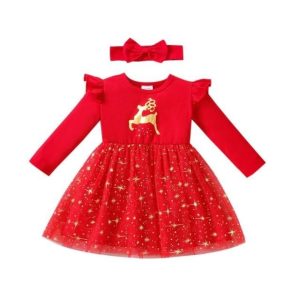 Girl'S Christmas Clothes Floral Dress Baby