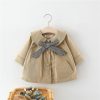 Girls' Solid Color Plaid Bow Jacket