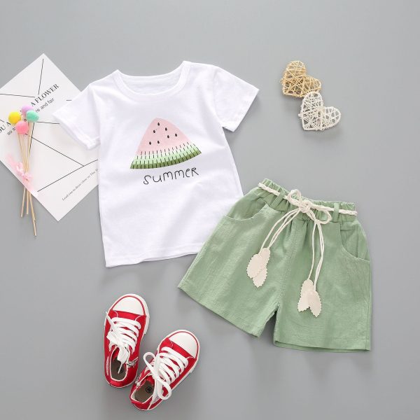 Girls Watermelon Short Sleeve Suit