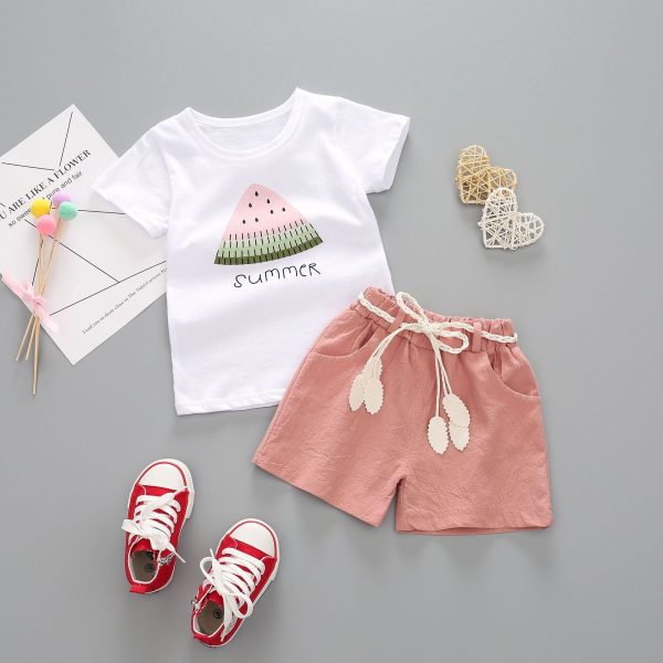 Girls Watermelon Short Sleeve Suit