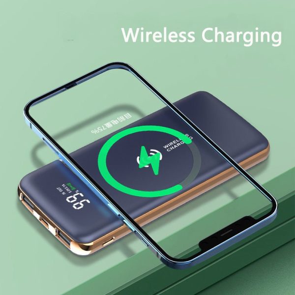 Gold-Plated Self-Contained Four-Wire High-Capacity Wireless Charging Power Bank