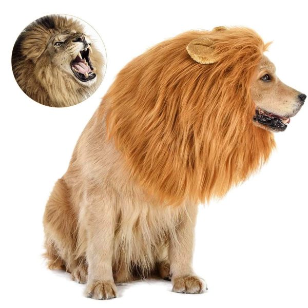 Halloween Pet Wig Funny Lion Head Suit