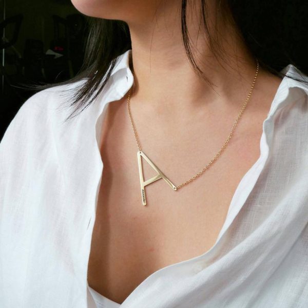 Engraved Alphabet A Initial Necklace