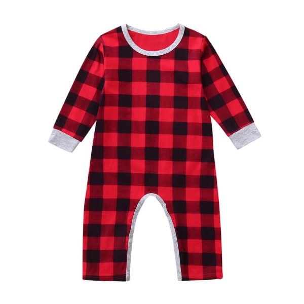 Infant Baby Boys Girls Christmas Santa Xmas Letter Plaid Romper Jumpsuit