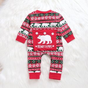 Infant Baby Boys Girls Christmas Santa Xmas Letter Plaid Romper Jumpsuit