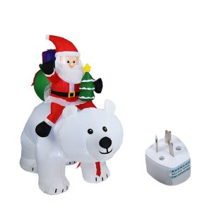 Inflatable Santa Claus Riding Polar Bear 2M Christmas Inflatable Toy Doll Garden Xmas Decoration