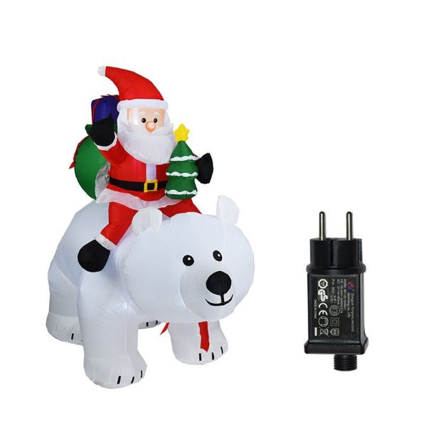 Inflatable Santa Claus Riding Polar Bear 2M Christmas Inflatable Toy Doll Garden Xmas Decoration